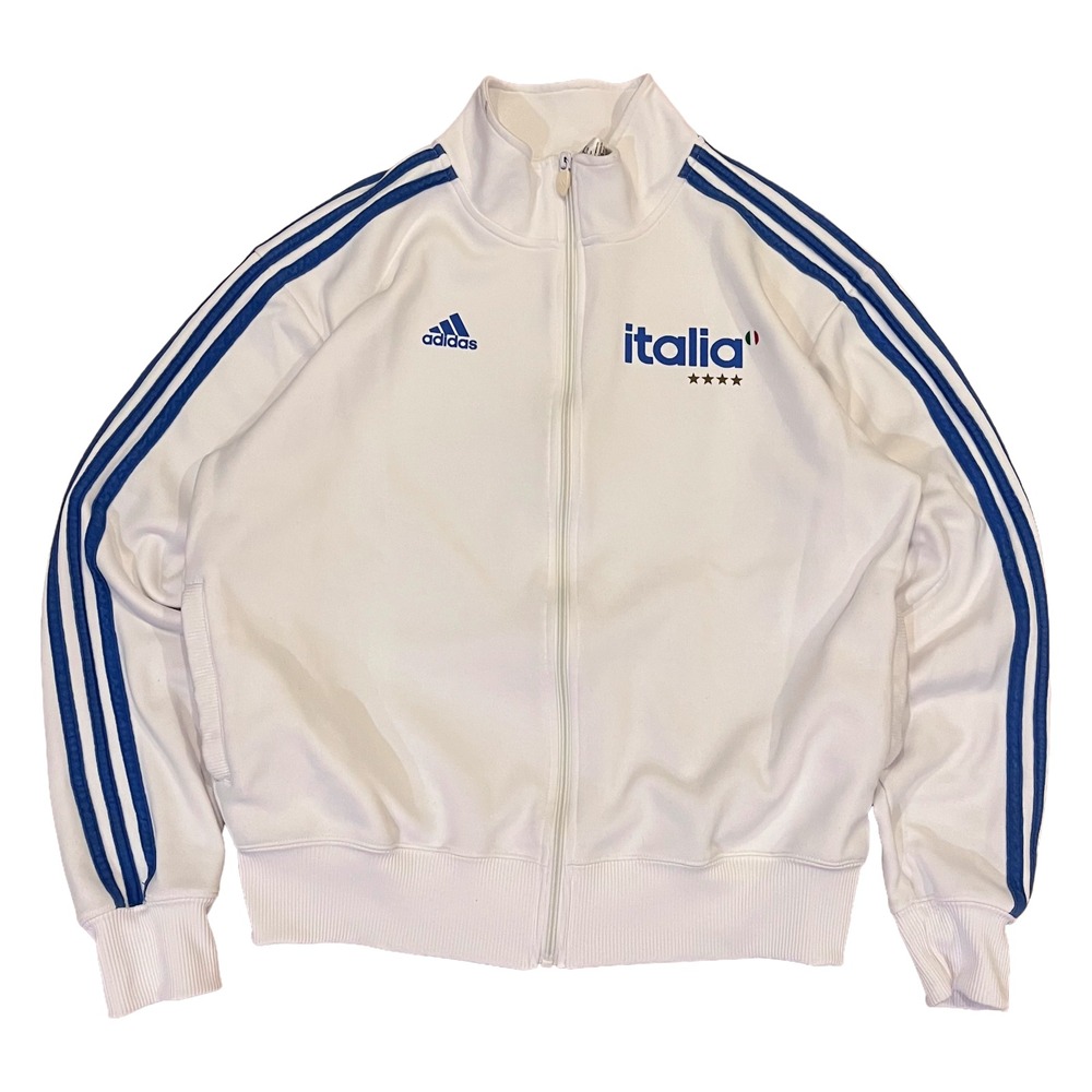 VTG Adidas Italia Track Top Jacket White Blue Mens Large X17932A Windbreaker